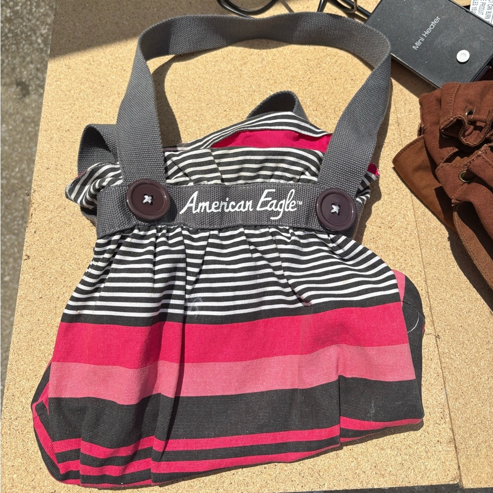 American Eagle Outfitters Kids Striped Bag - Pink, Black, and Gray